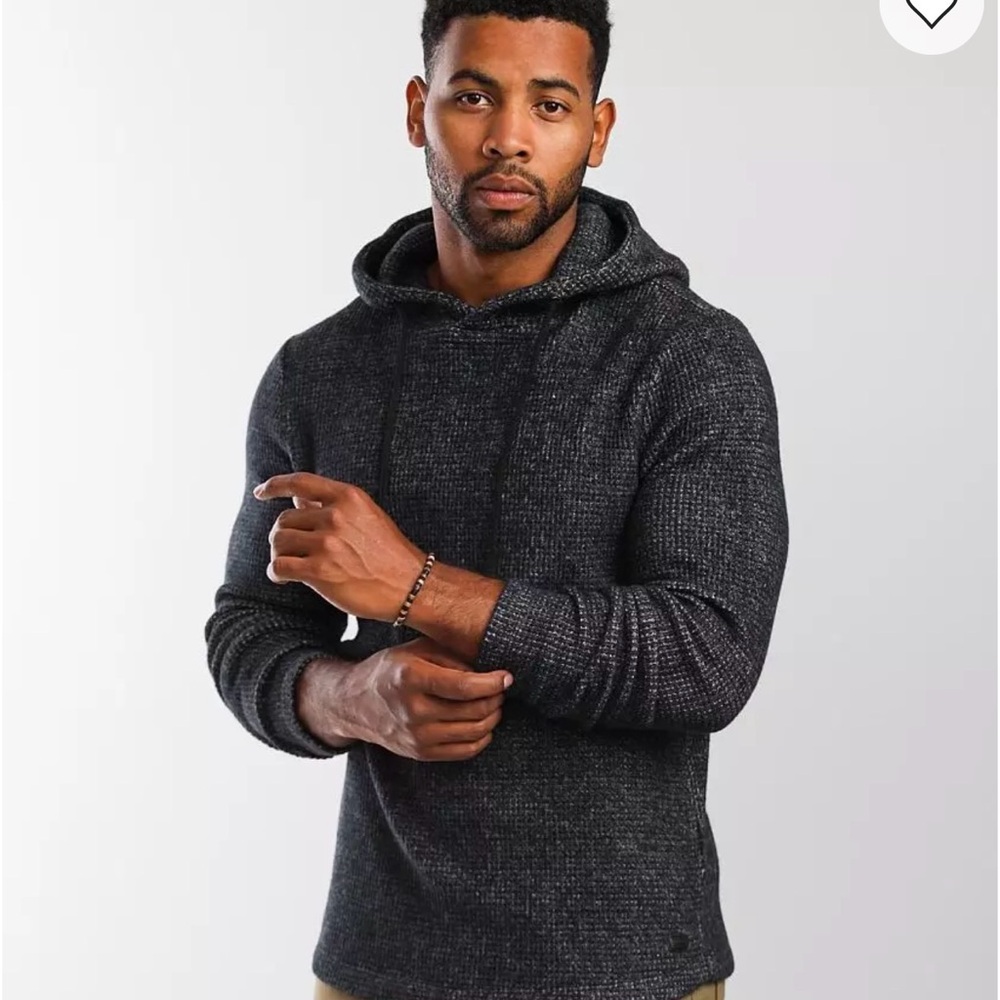 Outpost Makers Men’s Waffle Knit Gray Hoodie | Medium